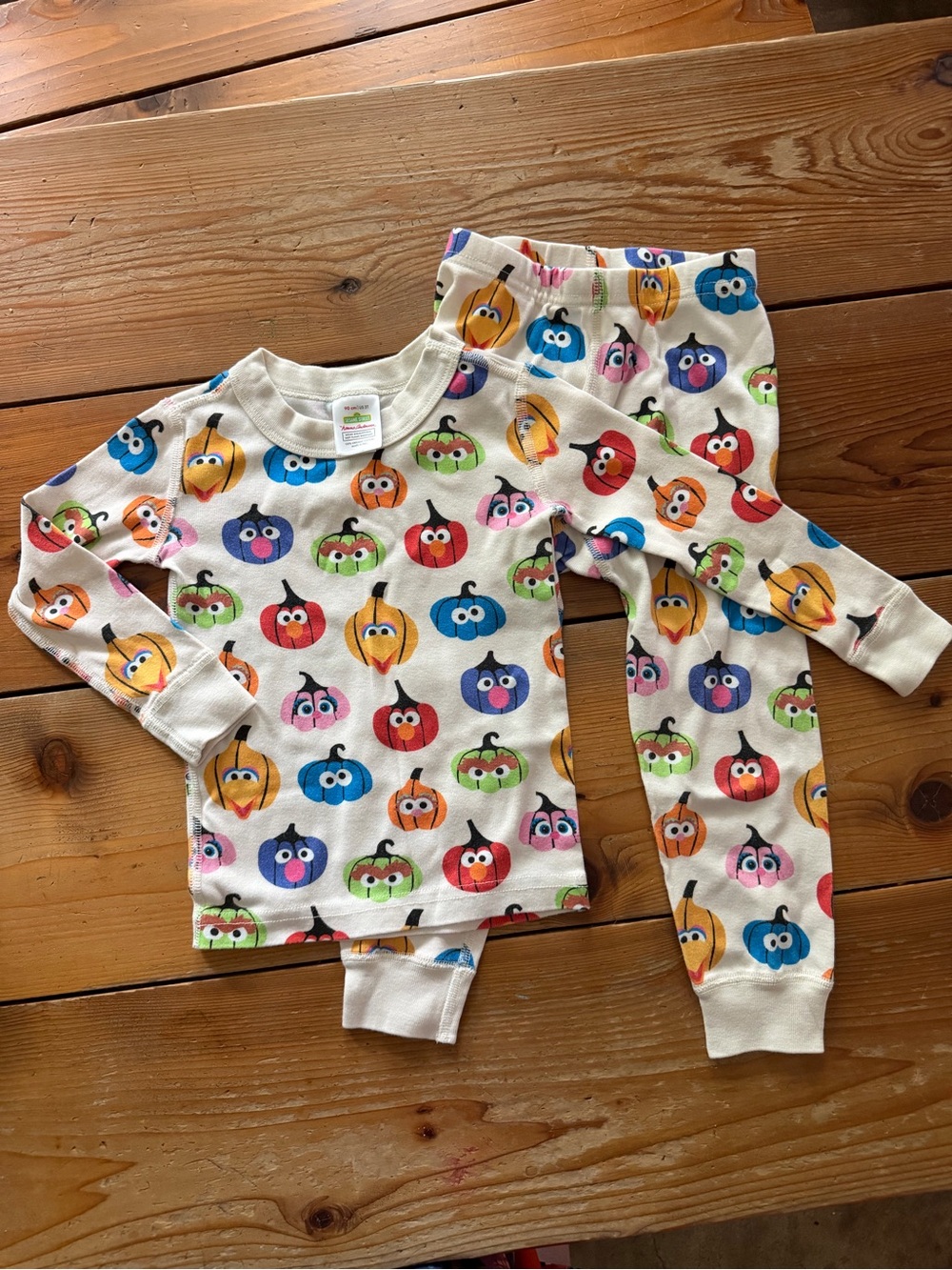 Hanna Andersson Sesame Street Long 3T Pajama Set with Multicolor Pumpkin Faces
